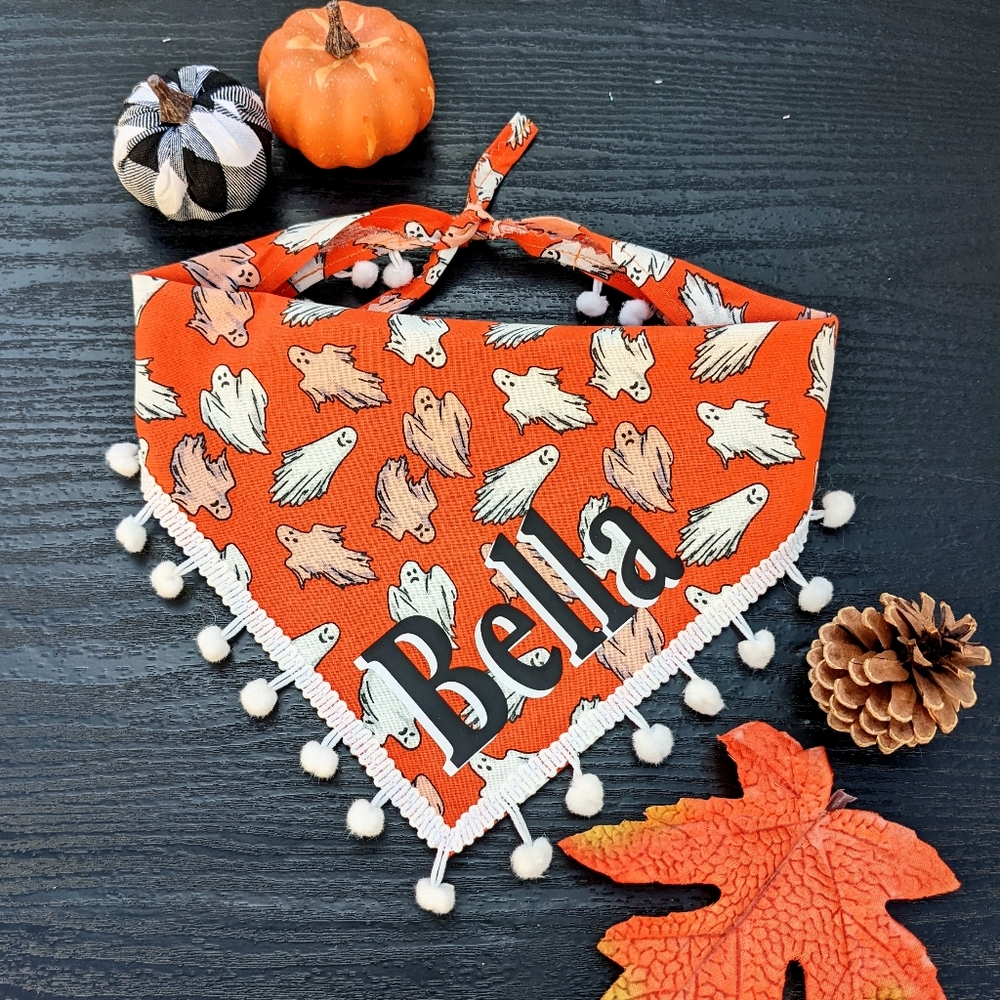 GLOW IN THE DARK 👻 Ghost Dog Bandana, Brand New, Customize with your dog's name